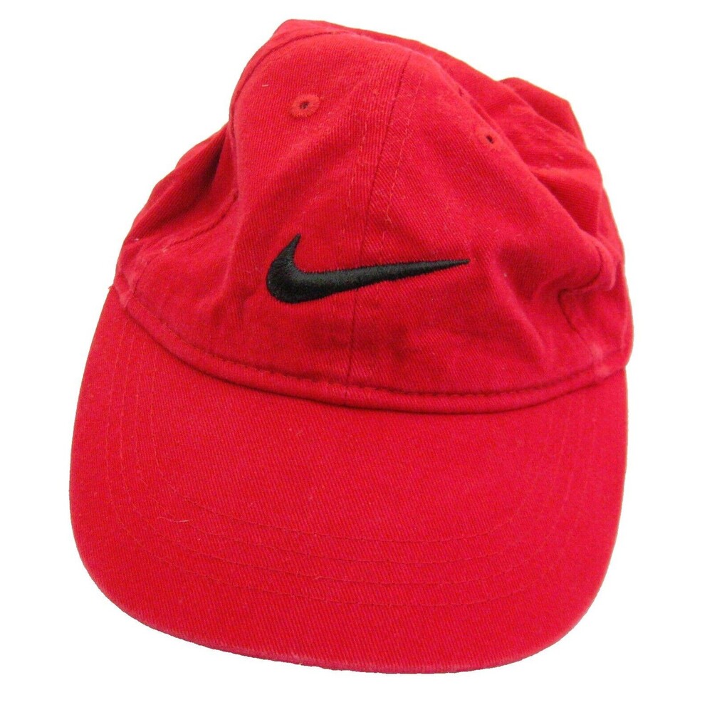 NIKE Toddler Boy's Red Baseball Cap Logo Hat (Kids Adjustable) 100% Cotton